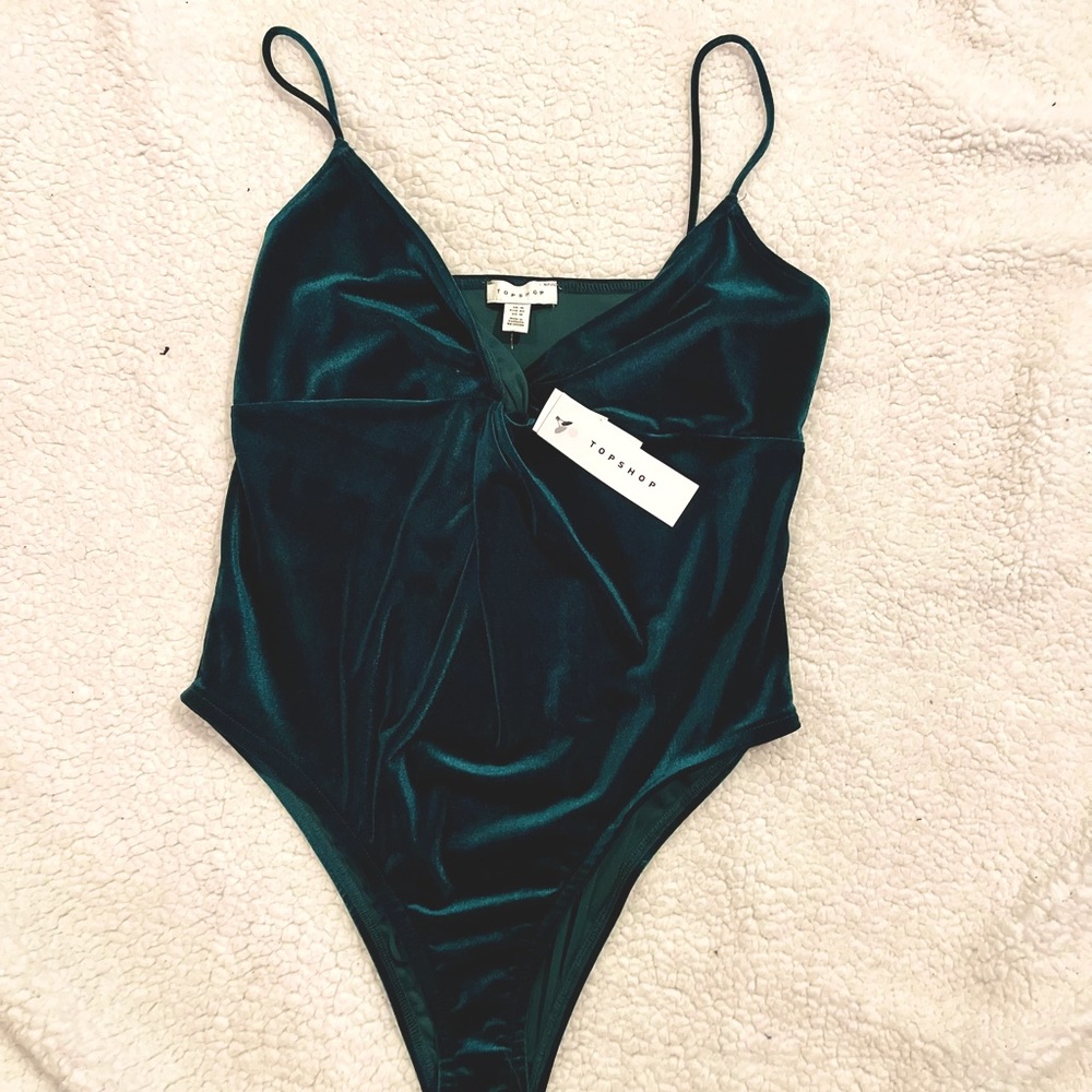 Emerald green velvet body suit